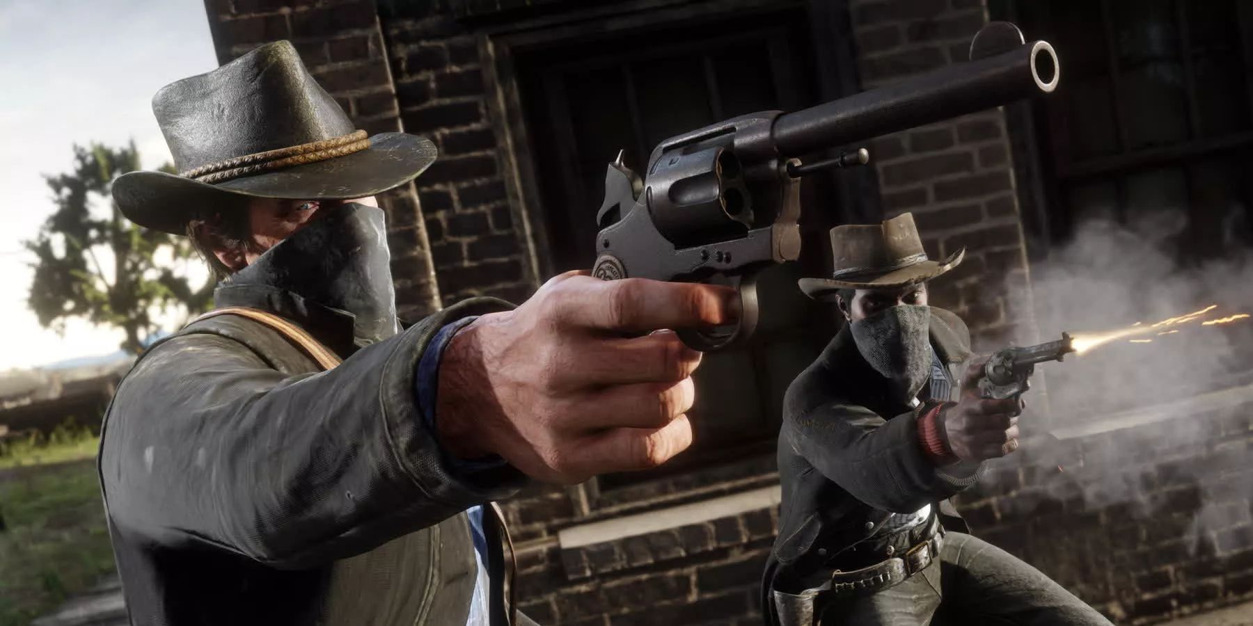red dead redemption 2 outlaws guns fire