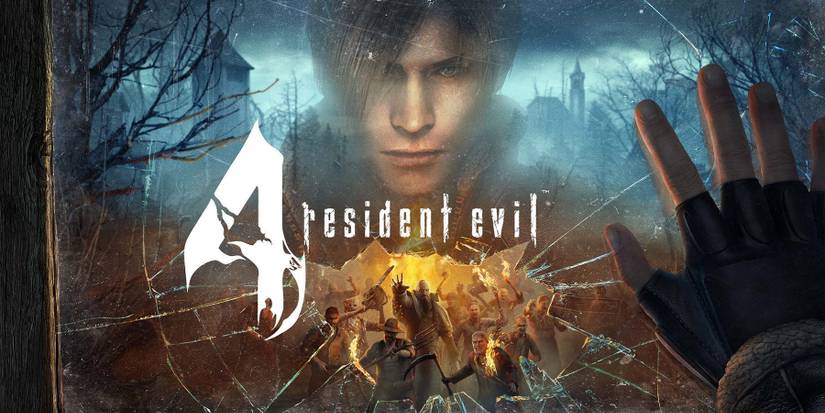 An image from Resident Evil 4 VR showing Leon Kennedy's face reflected in a window.