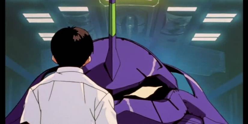 shinji and the eva unit in Neon Genesis Evangelion 