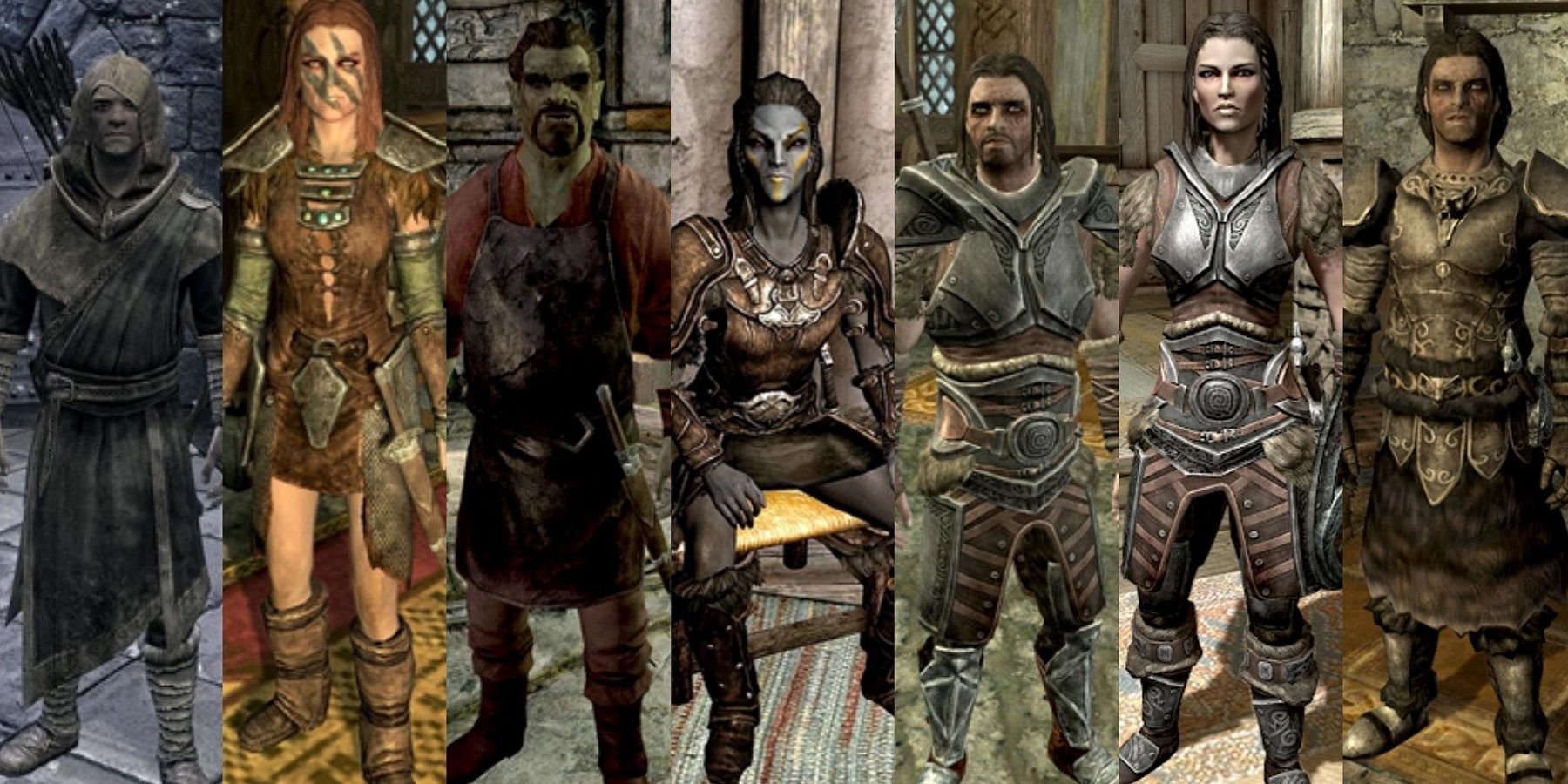 Image showing a series of Skyrim NPCs and followers, including Lydia.