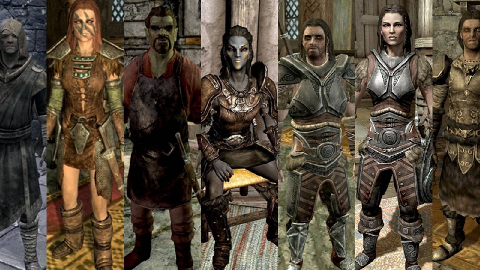 Image showing a series of Skyrim NPCs and followers, including Lydia.