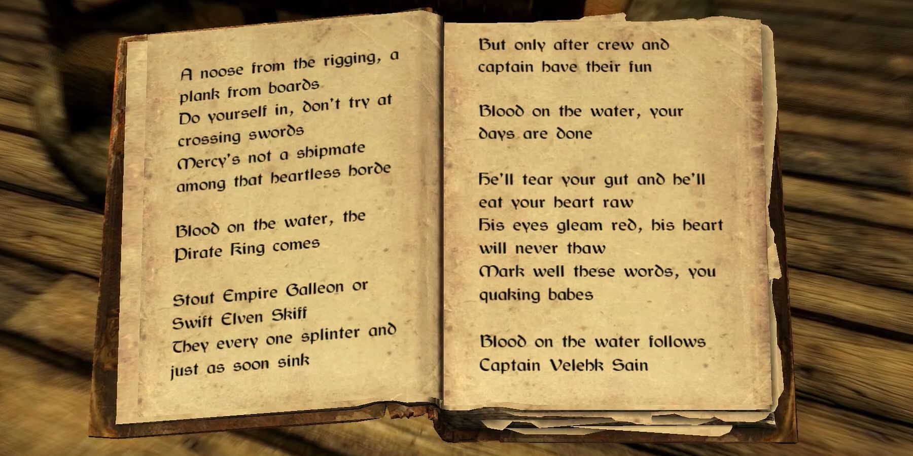 skyrim Velehk Sain Pirate King of the Abecean book