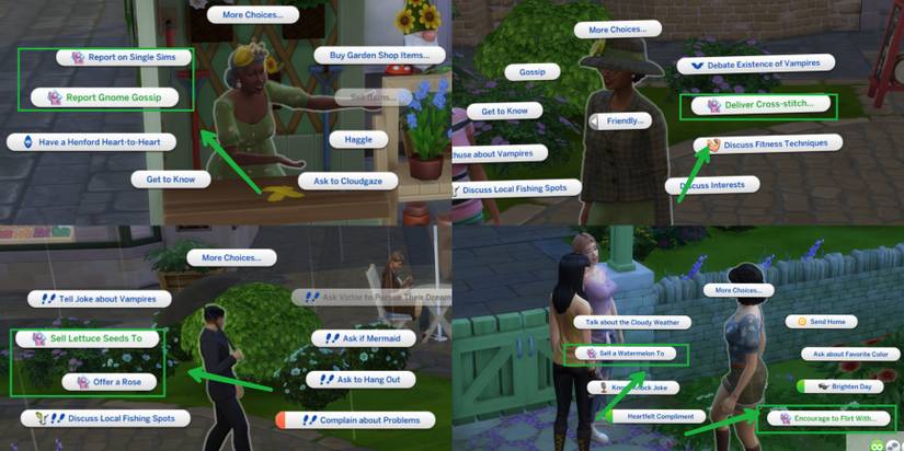 some of Agatha's errands in the Sims 4 Cottage Living