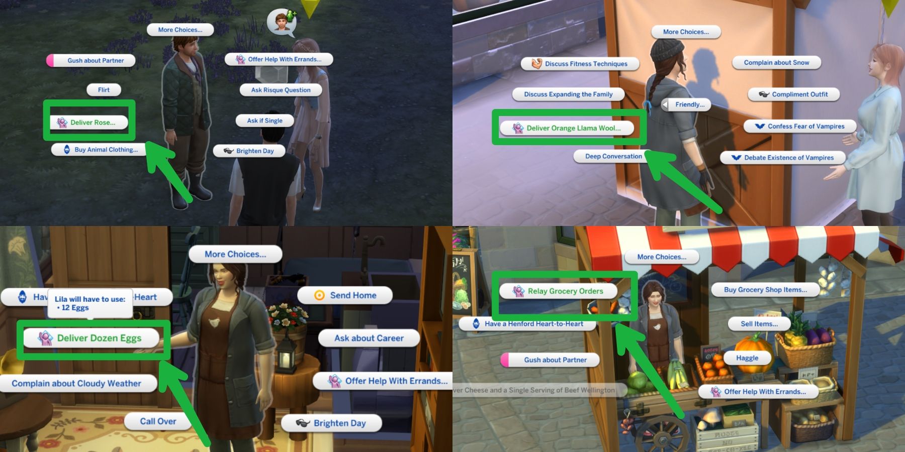 some of Kim's errands in the Sims 4 Cottage Living