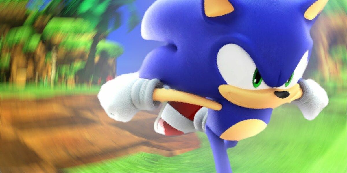 Sonic running at a high speed