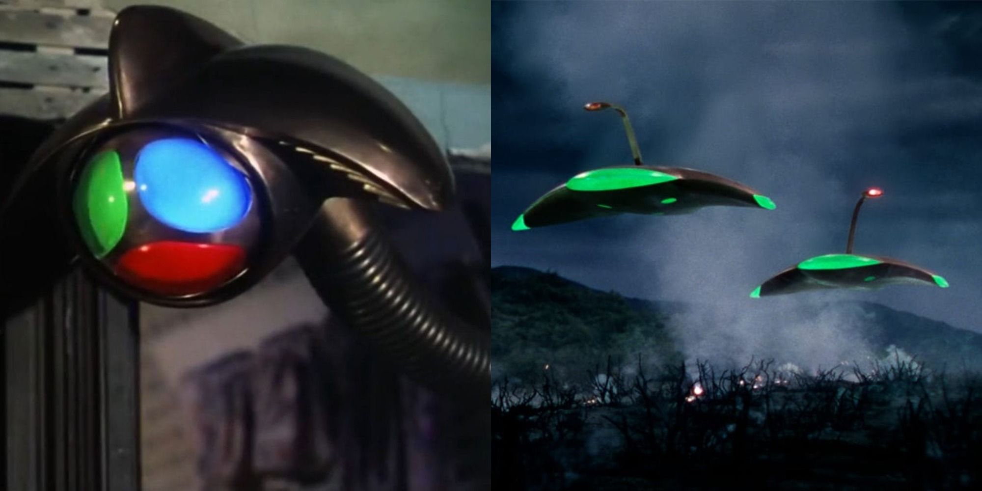 split image war of the worlds ships and alien "arm"