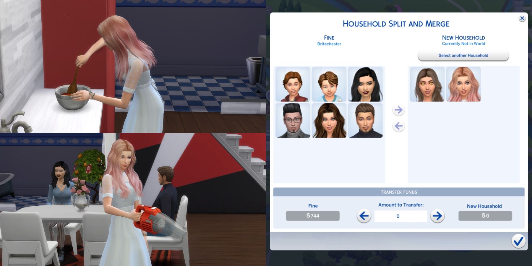 splitting or merging options in the sims 4