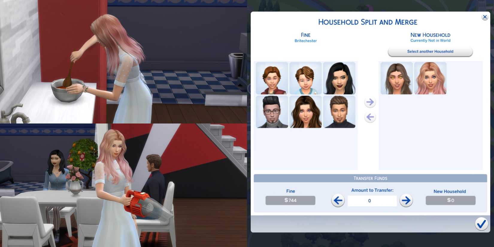 splitting or merging options in the sims 4