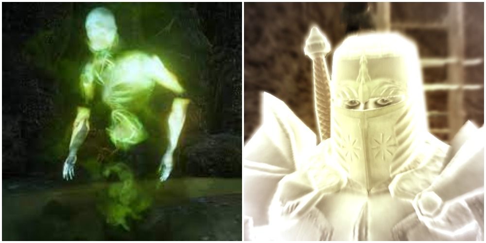 Split image of wisp and spirit of Justice. 