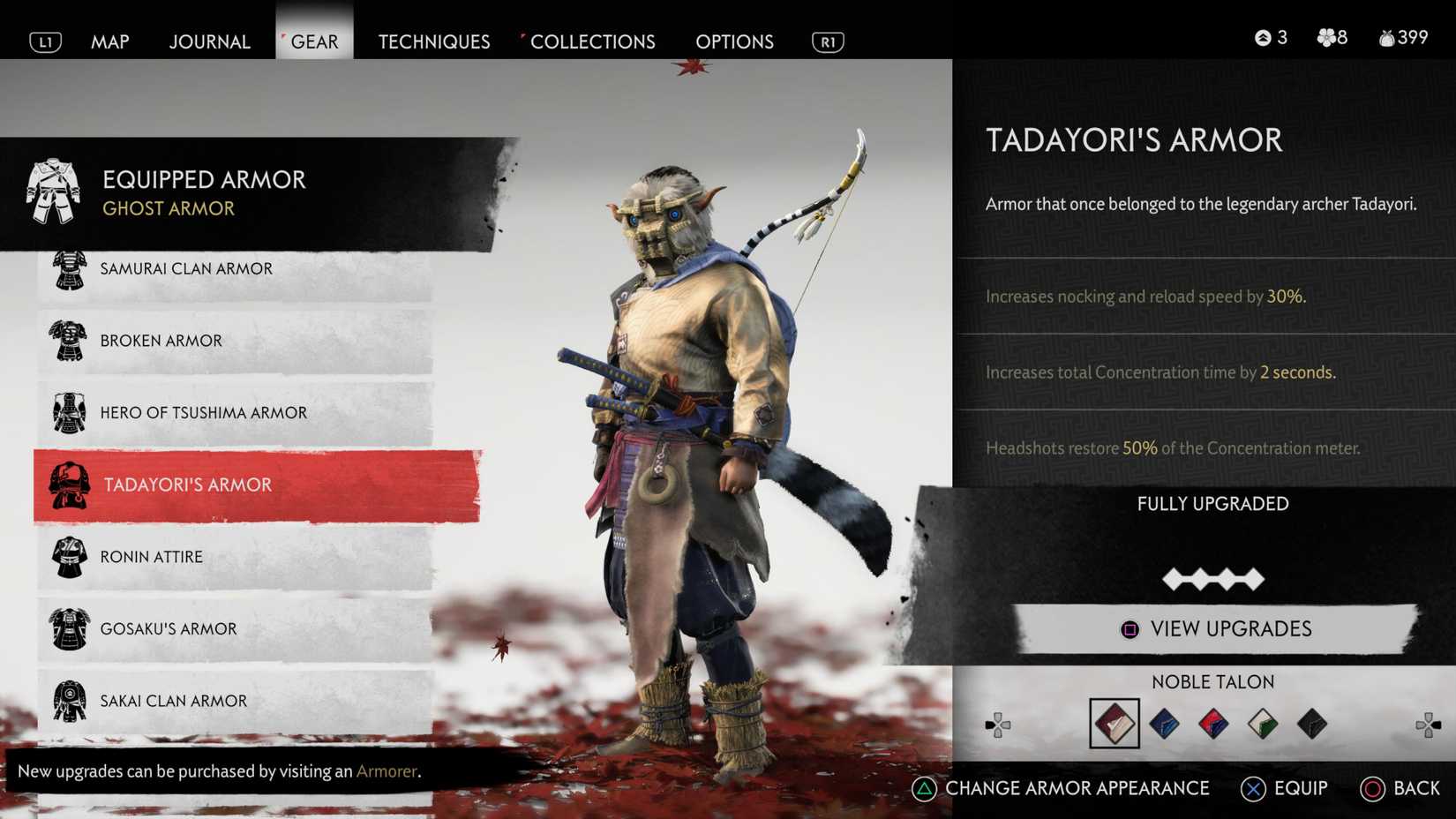 tadayoris armor set ghost of tsushina