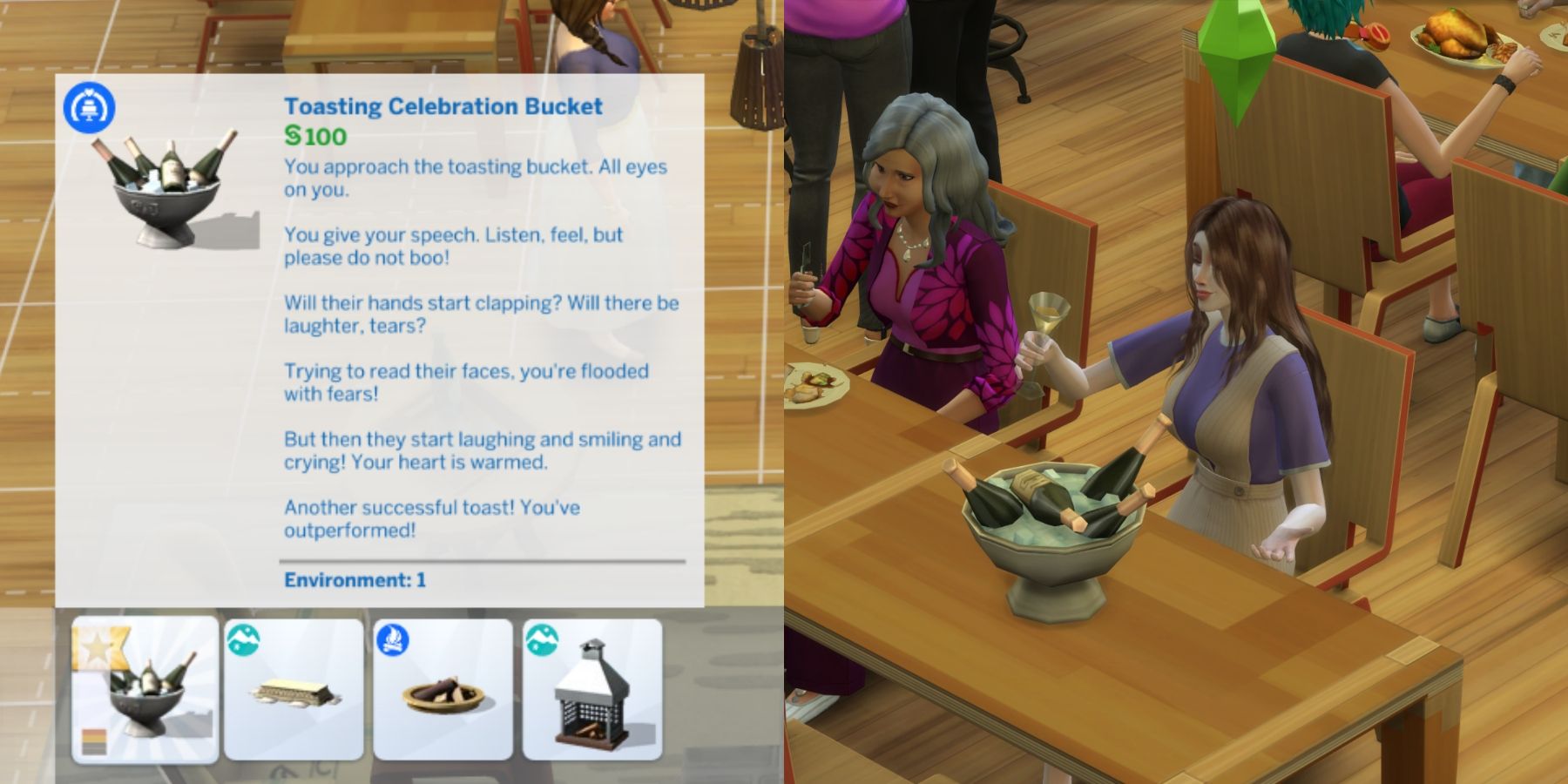 the Toasting Celebrating Bucket object in the sims 4