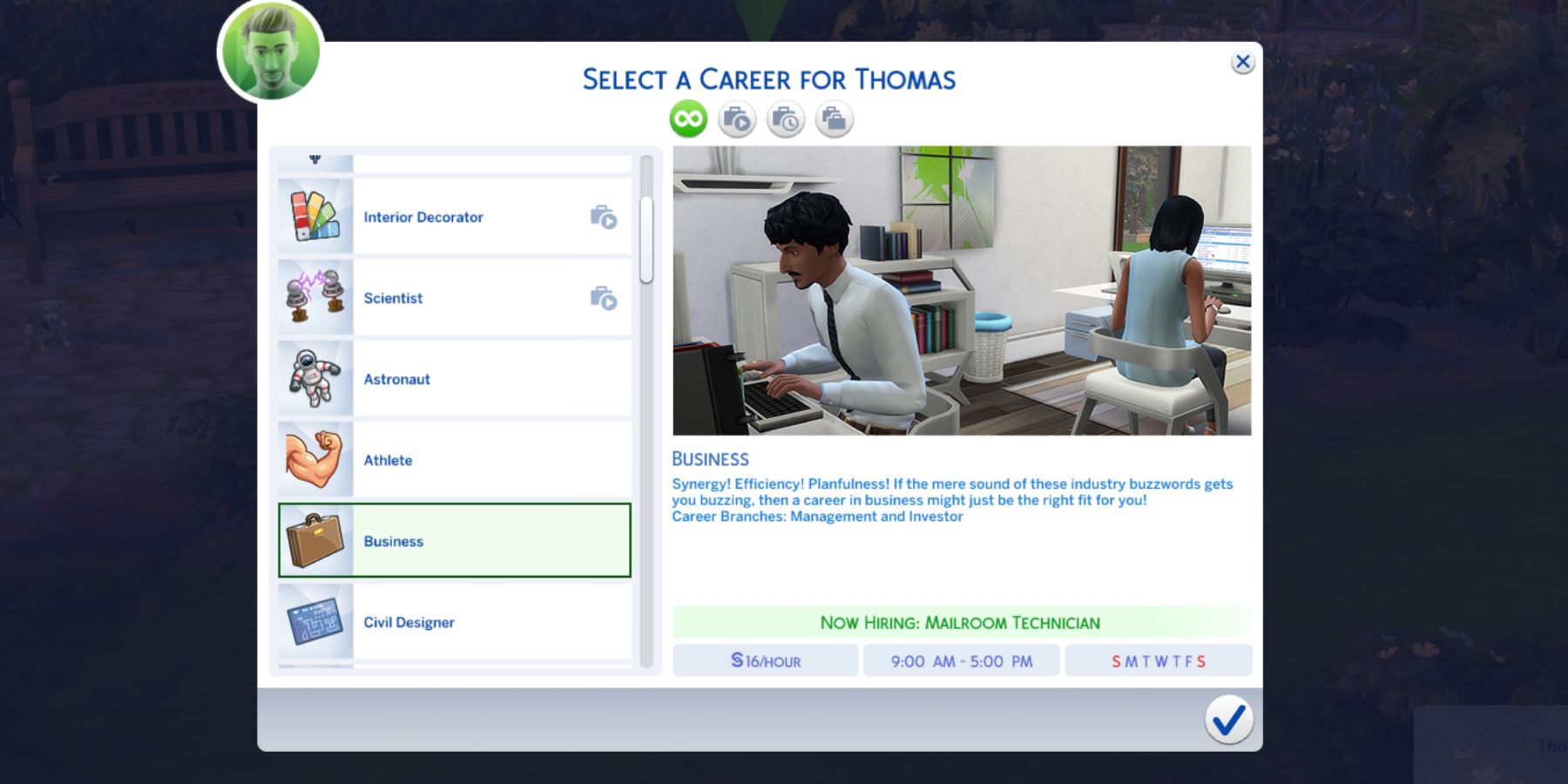 the business career in the sims 4