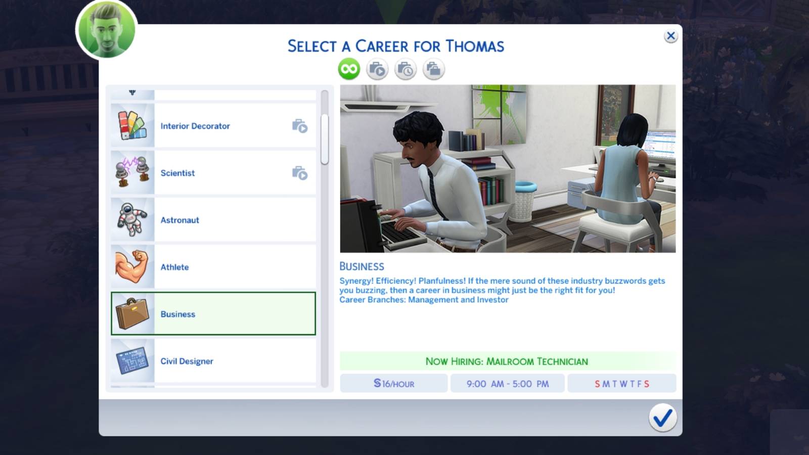 business career guide sims 4
