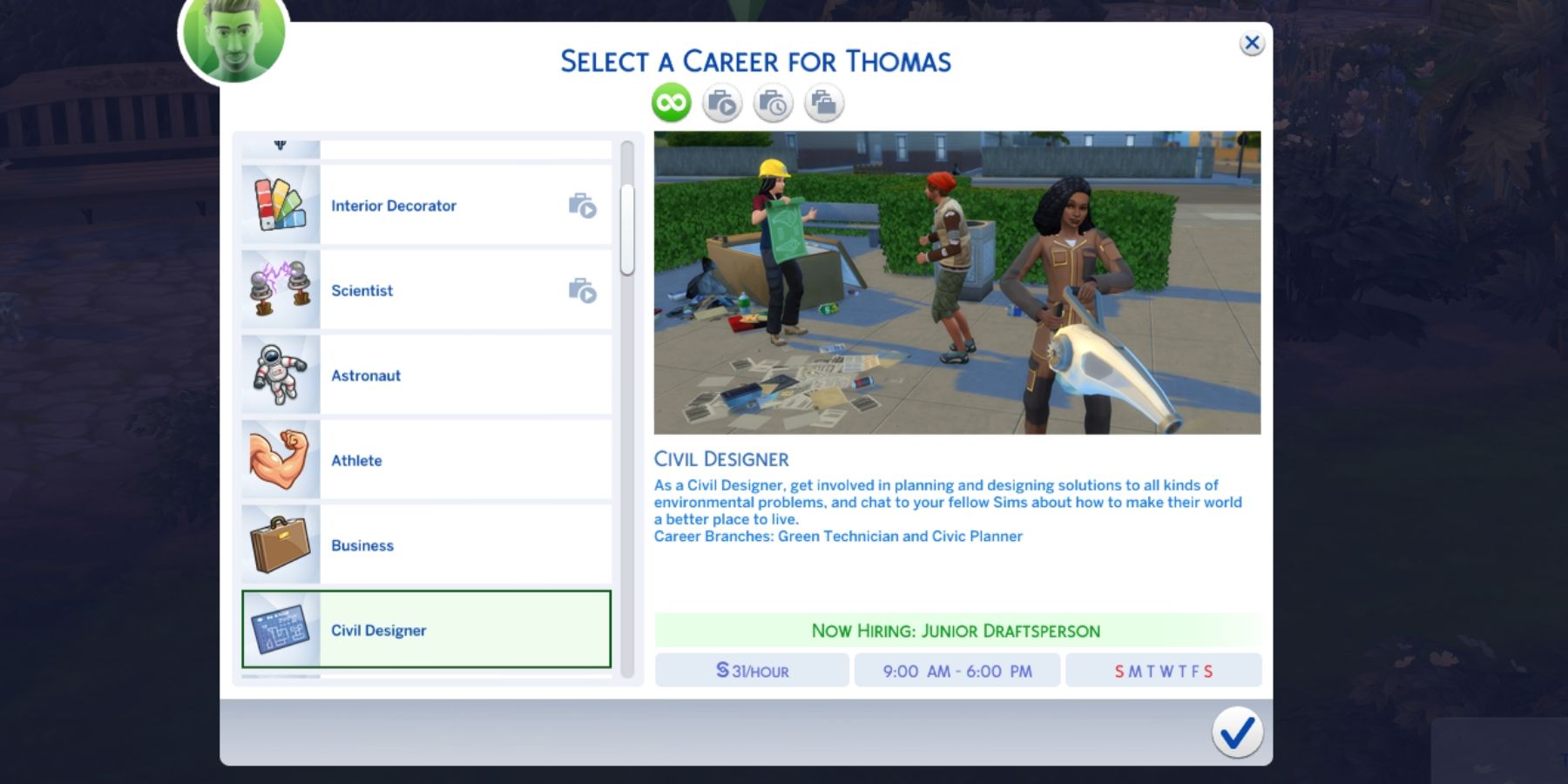 the civil designers career in the sims 4