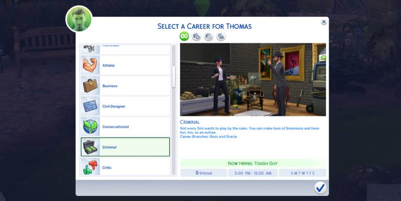 how to choose criminal career sims 4