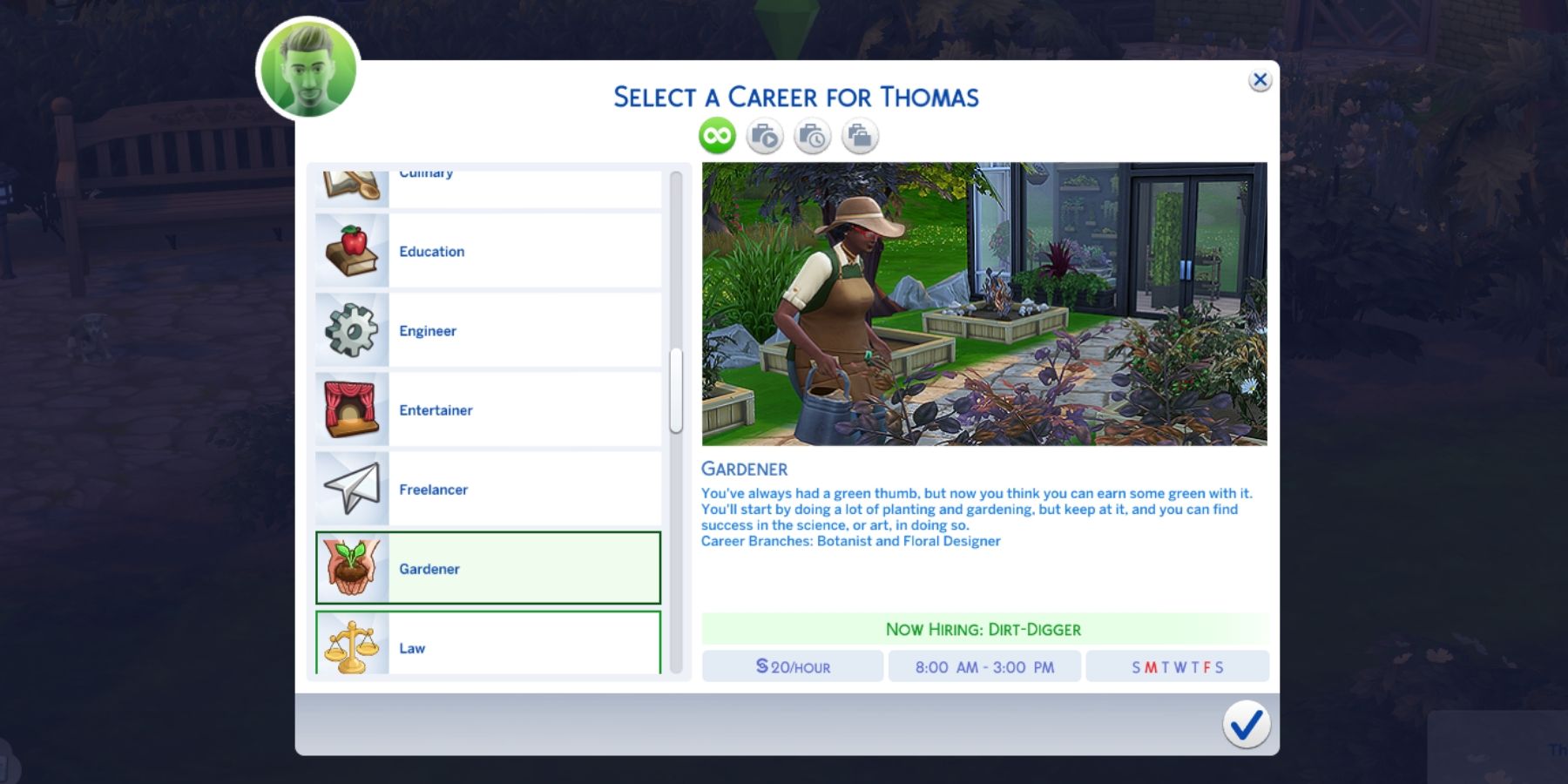 the gardener career in the sims 4