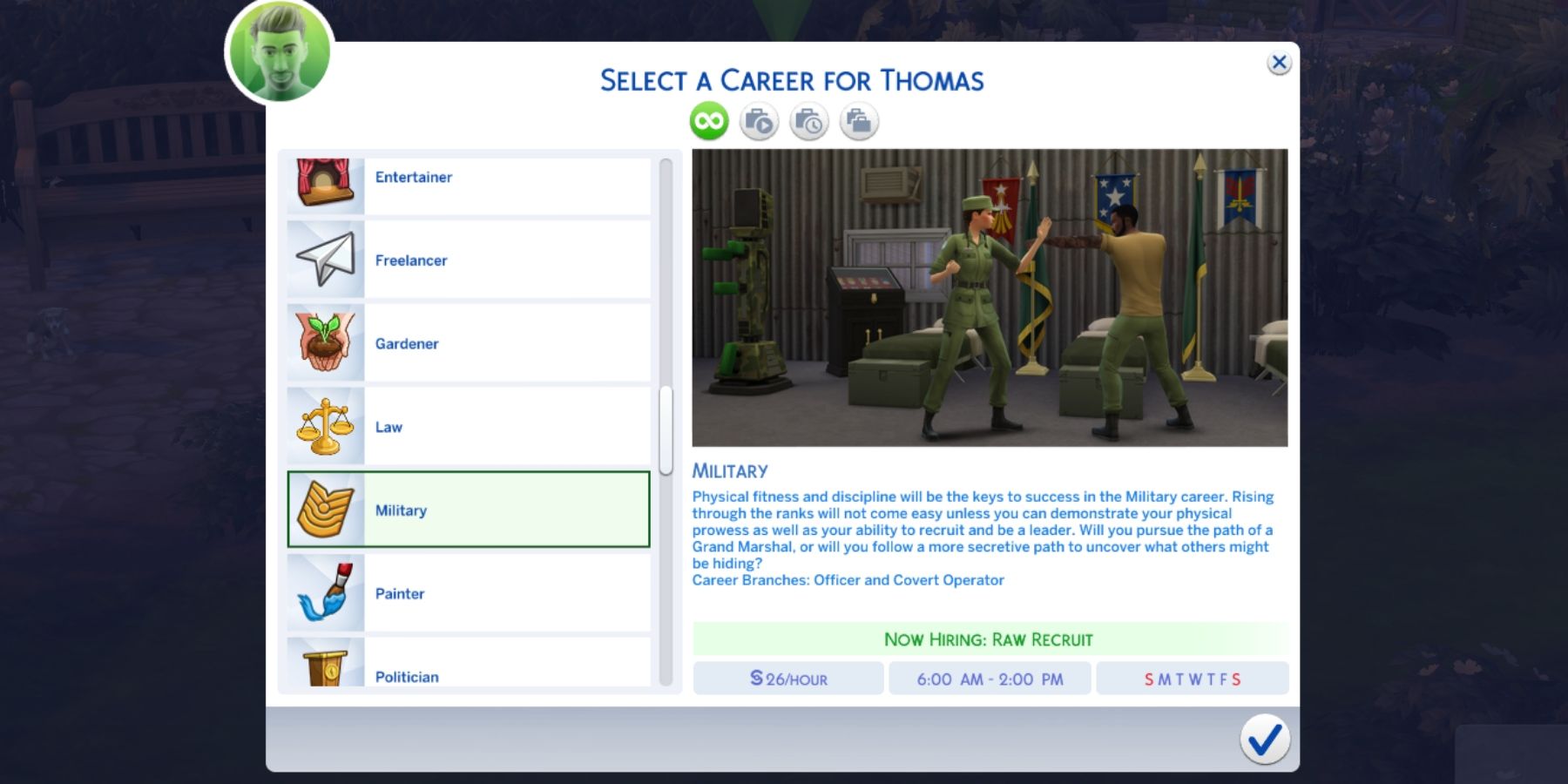the military career in the sims 4