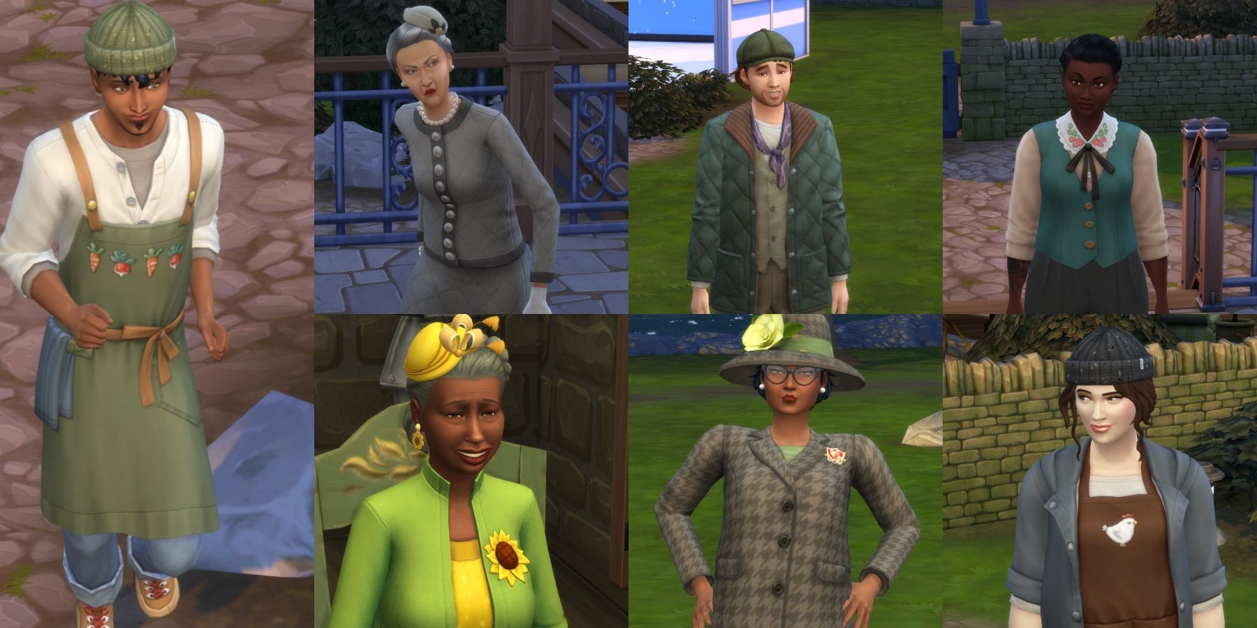 the seven villagers who can give errands in the Sims 4 Cottage Living