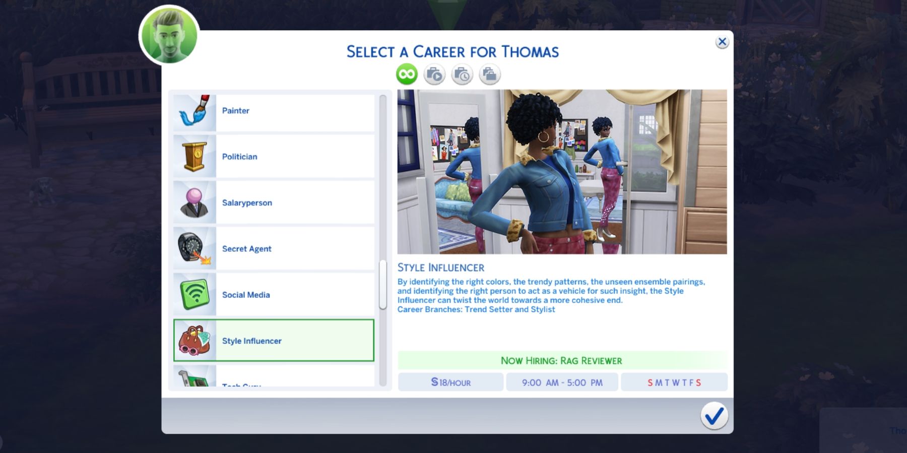 the style influencer career in the sims 4