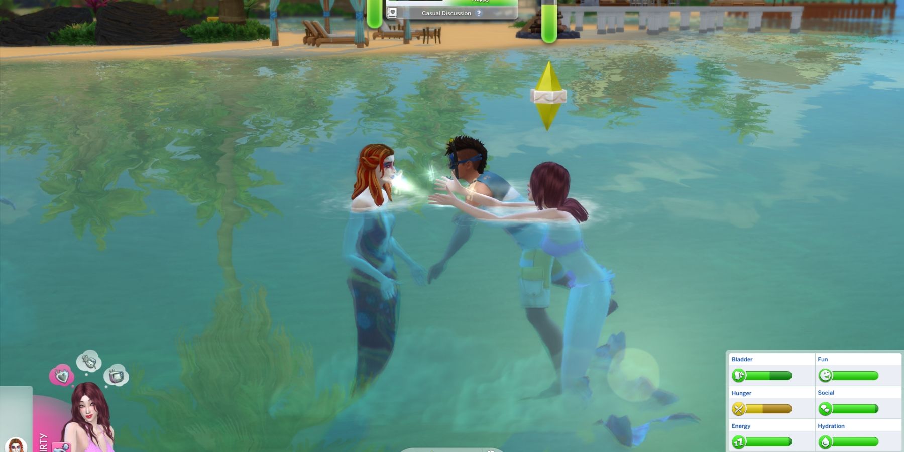 три сима плавают в sims 4