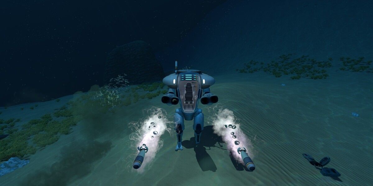 Subnautica Below Zero Prawn Suit firing torpedos