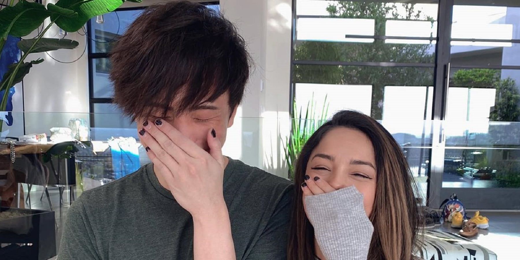valkyrae and sykkuno covering faces feature
