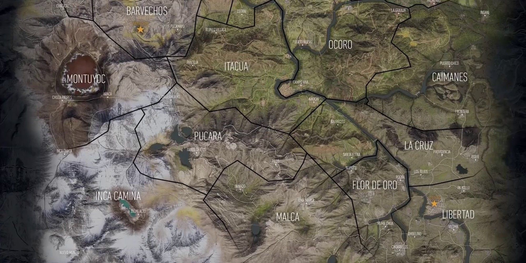 The in-game map of Tom Clancy's Ghost Recon Wildlands