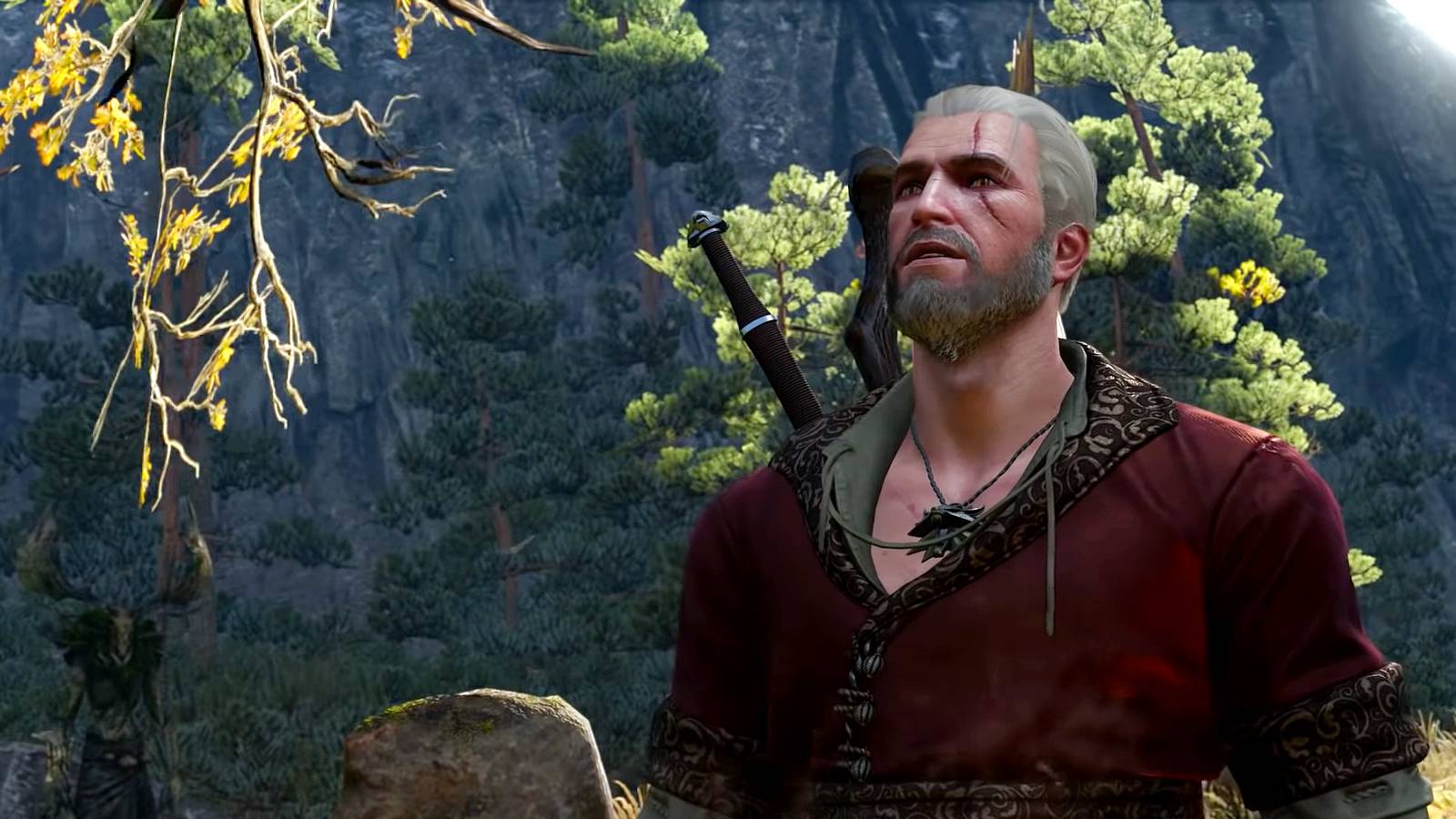 witcher 3 in the heart of the woods sacrifice leshen in background