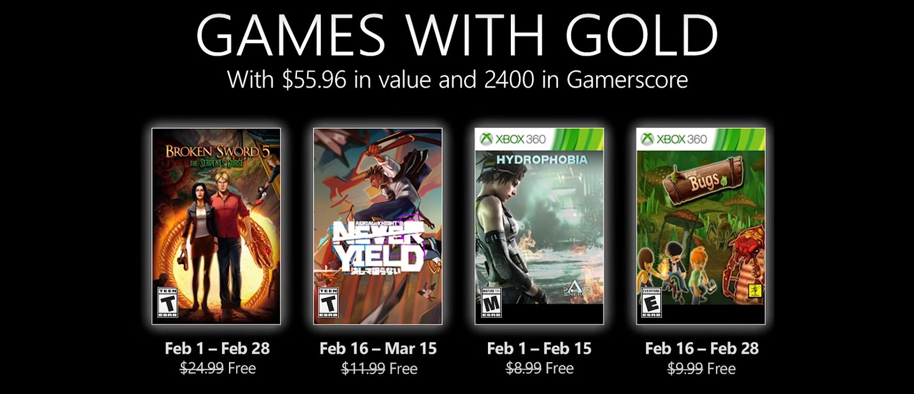 xbox free games with gold february 2022