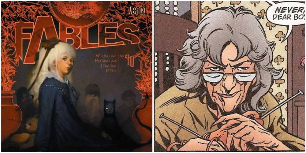 Split image of Fables cover and witch.