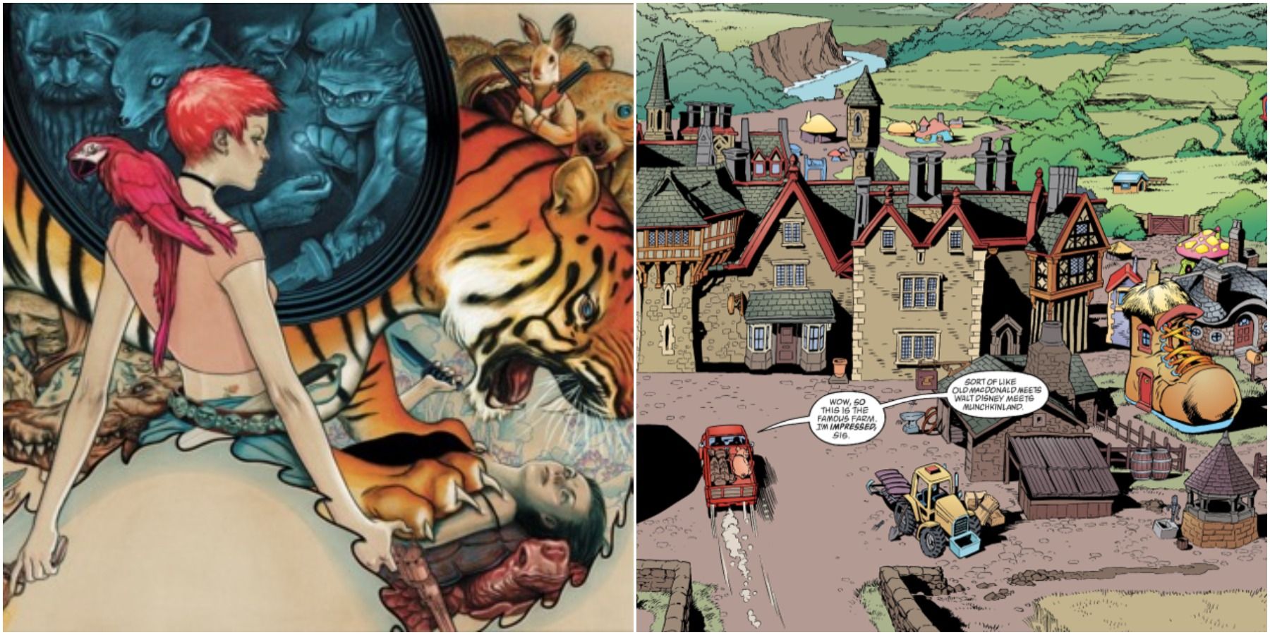 Split image of Fables cover and the Farm.
