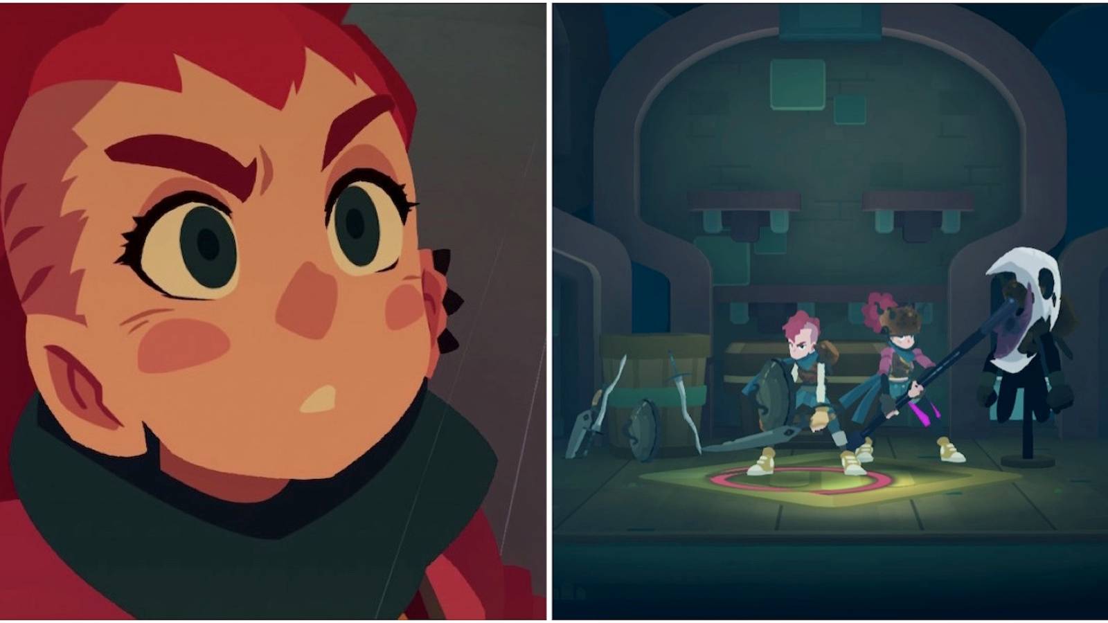 Jenn and the equipment menu in Young Souls