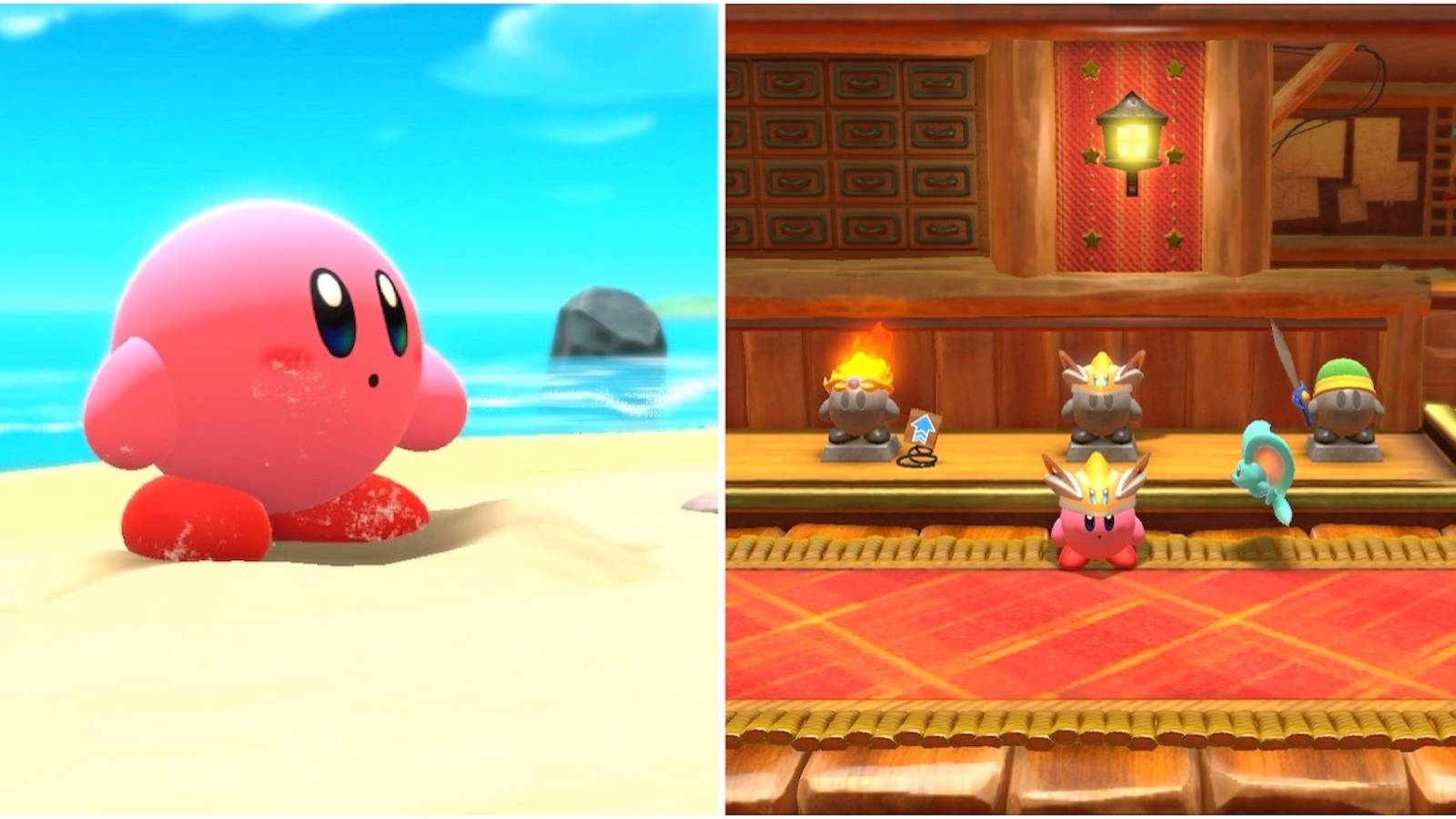 Kirby and the ability upgrade hut in Kirby and the Forgotten Land in Kirby and the Forgotten Land