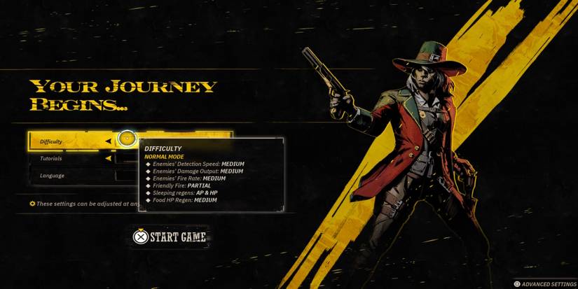 The difficulty menu in Weird West