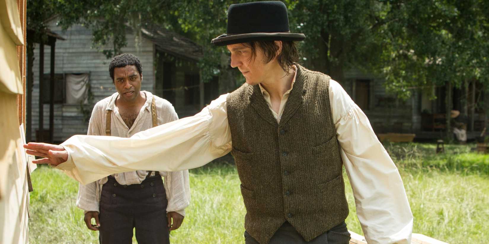 Chiwetel Ejiofor as Solomon Northup and Paul Dano as John Tibeats in 12 Years a Slave