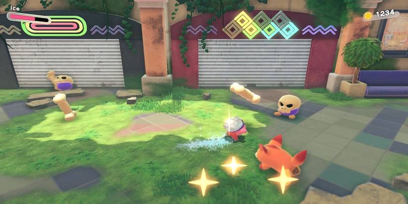 Fighting enemies in Kirby and the Forgotten Land