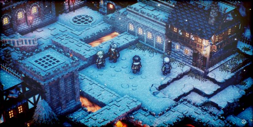 A scene featuring characters from Triangle Strategy