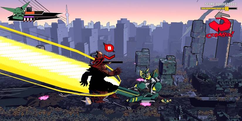 Fighting enemies in in Dawn of the Monsters