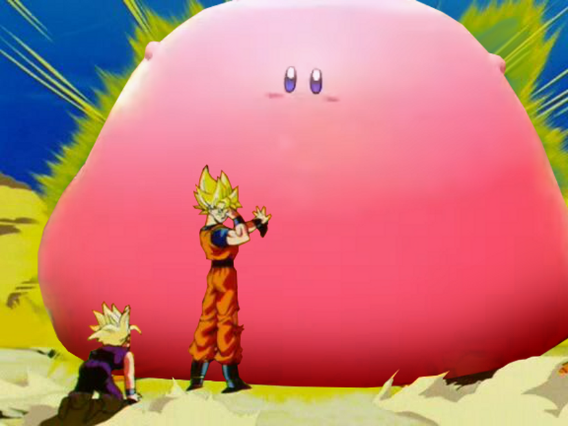 A Kirby meme involving Dragon Ball Z