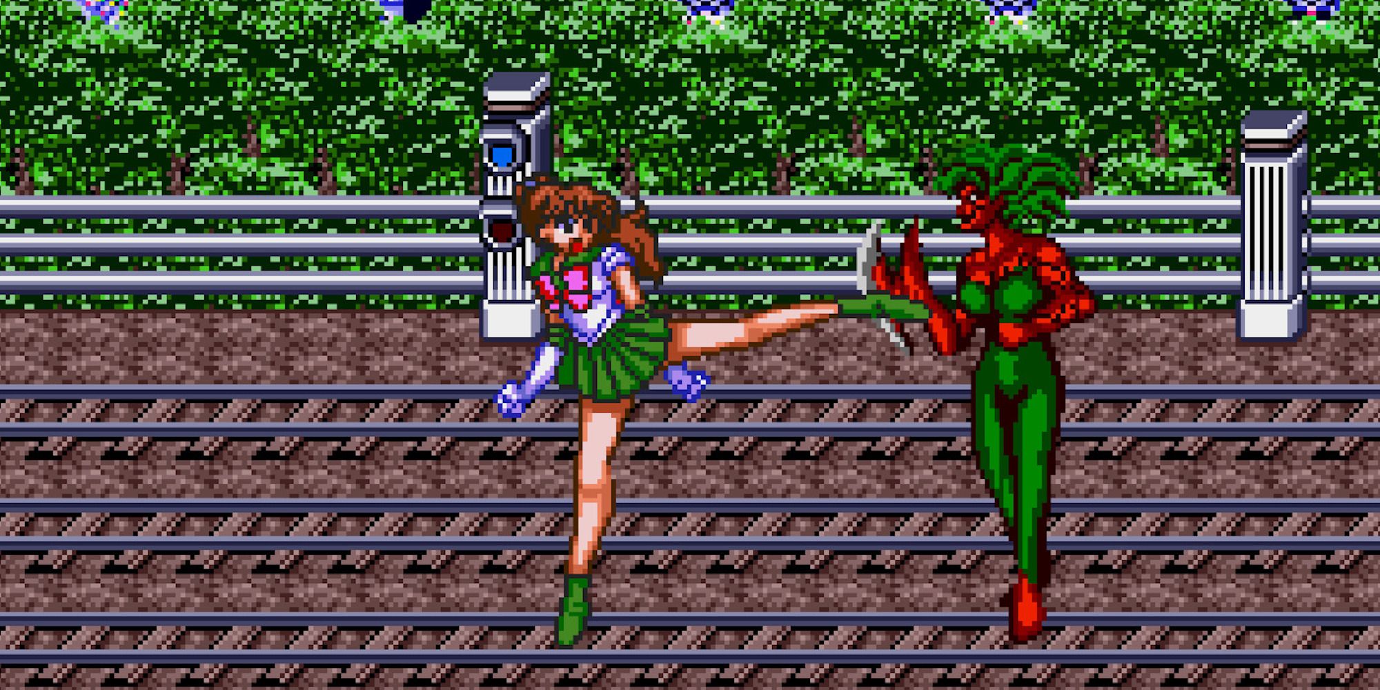 Fighting enemies in Bishoujo Senshi Sailor Moon