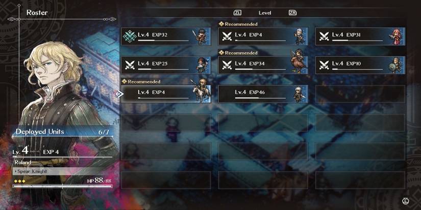 Prepping units before a battle in Triangle Strategy