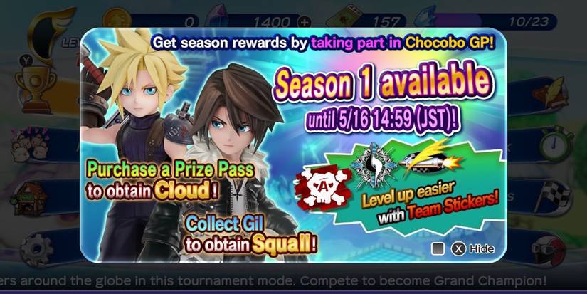 The gacha menu in Chocobo GP