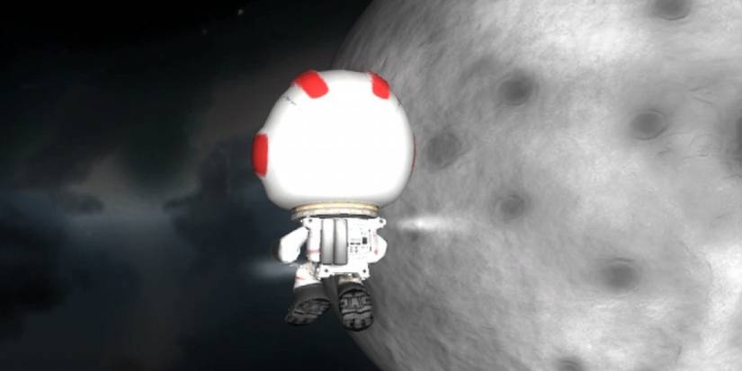 Image of a Kerbal Walking in Space from Kerbal Space Program.