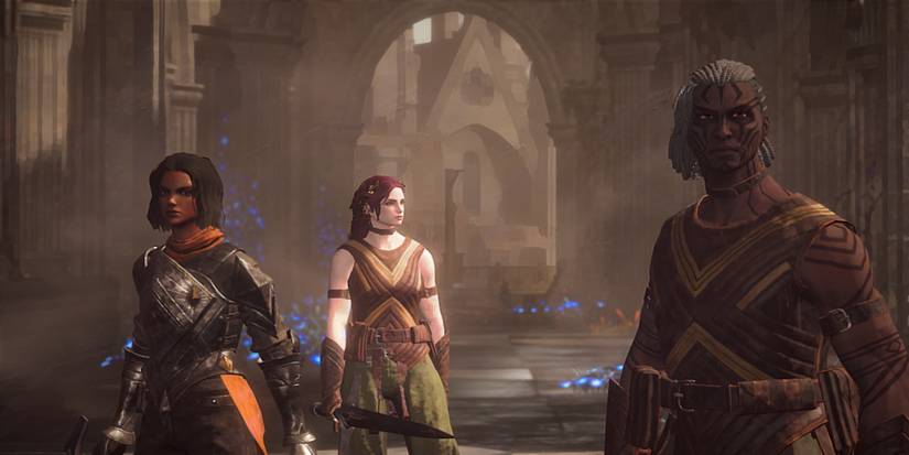 A cutscene featuring characters from Babylon's Fall