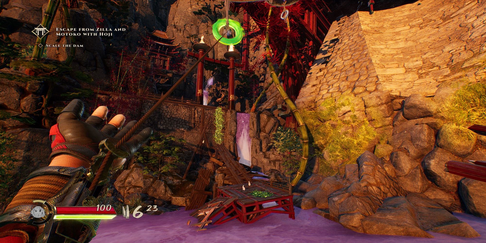Using the grappling hook in Shadow Warrior 3
