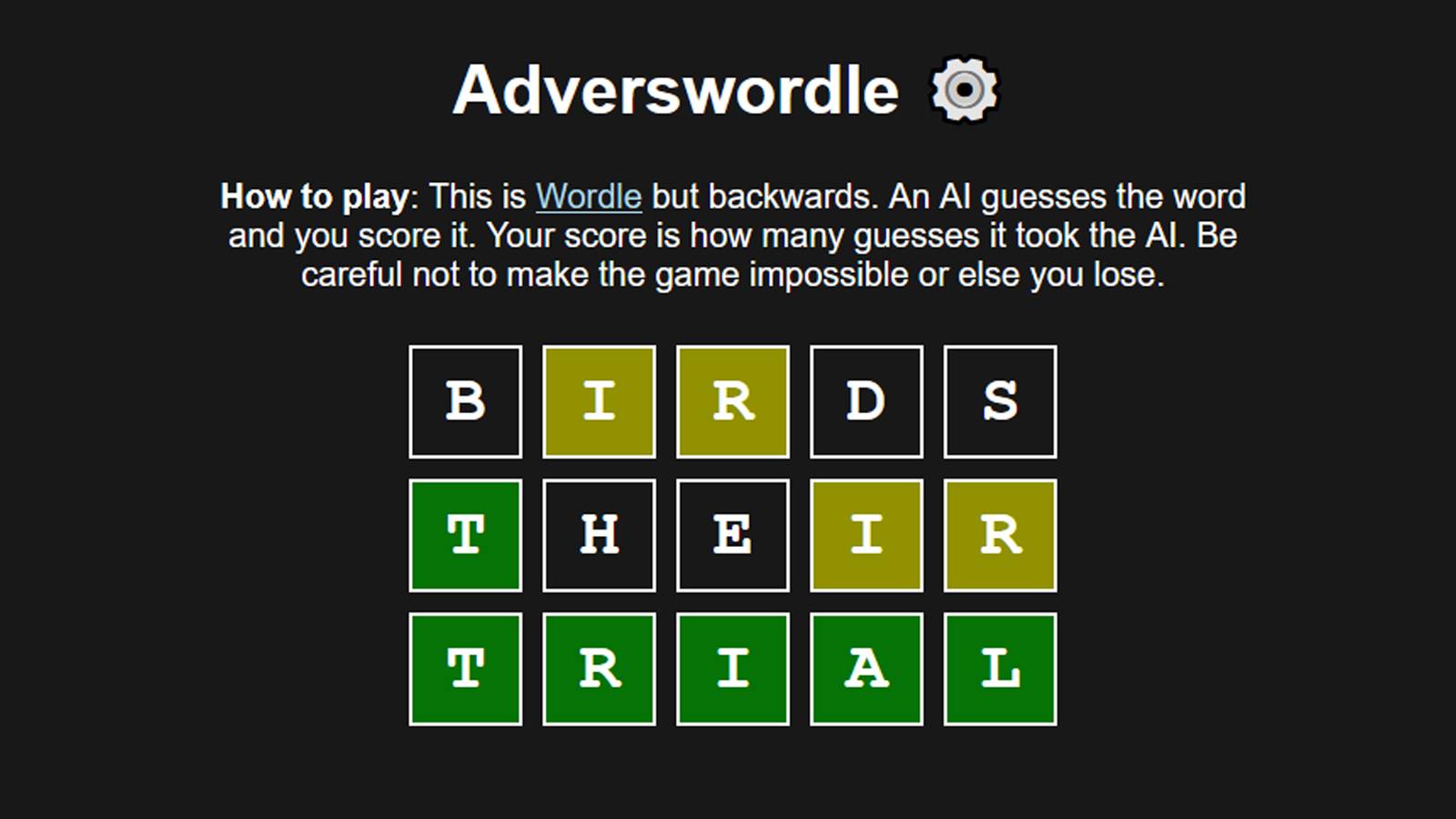 Adverswordle screenshot