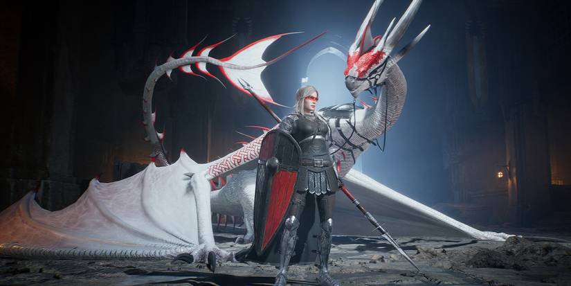 Age of Ashes - A white and red dragon.