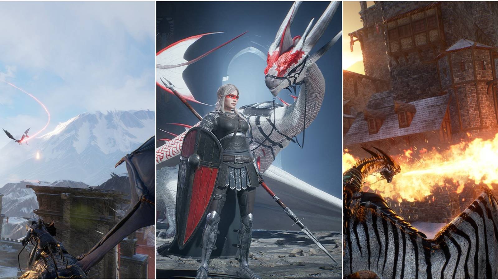 Age of Ashes - A joined image of 3 screenshots.