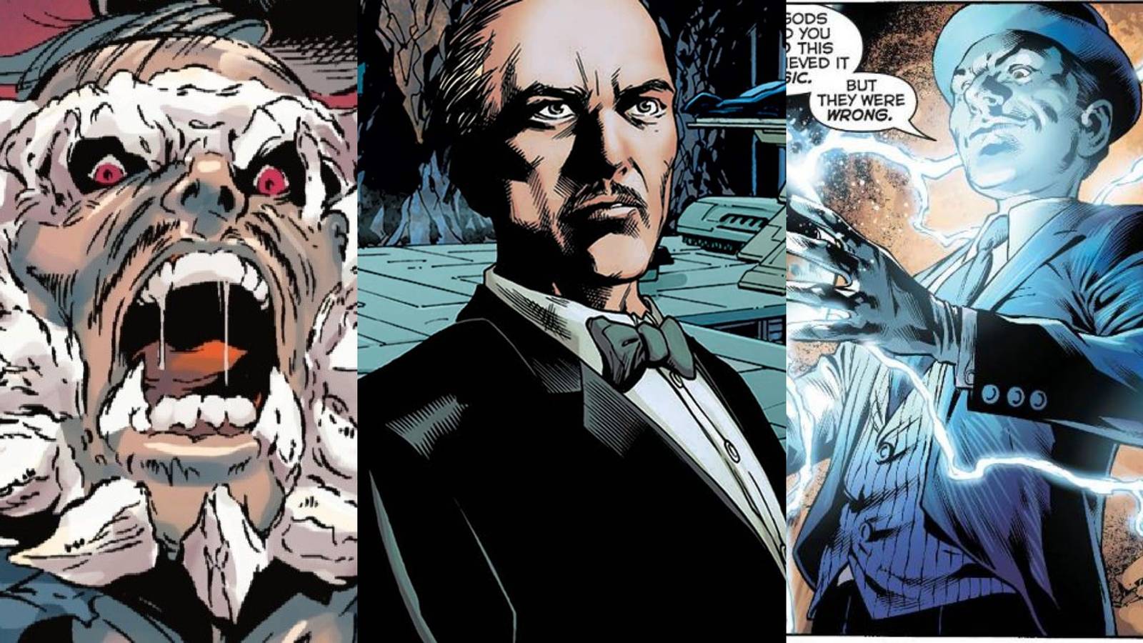 Alfred Pennyworth weirdest versions split featured Doomsday Alfred, Alfred in the Batcave, and Alfred as the Outsider