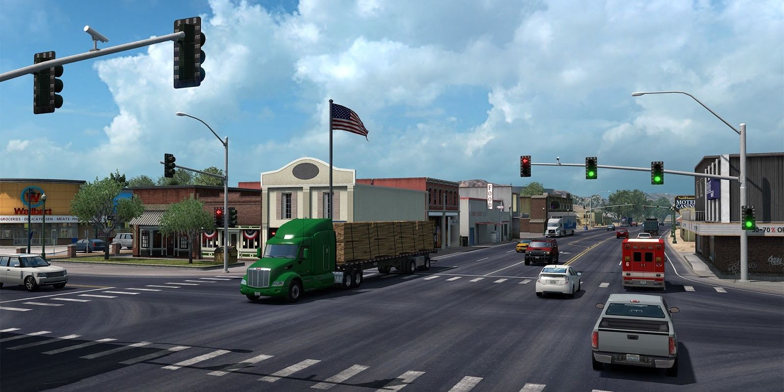 American Truck Simulator Traffic Lights Crossing